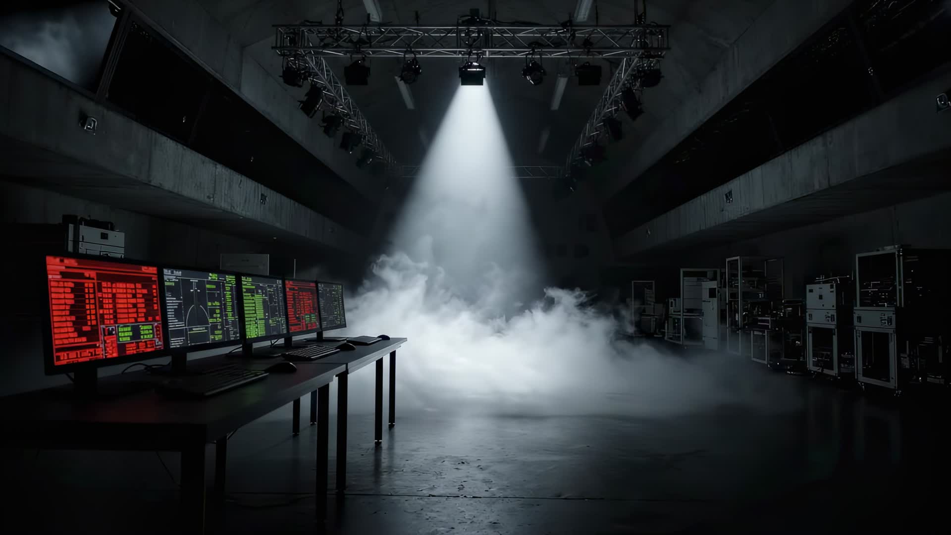 Senna · pit-wall control room · stage lighting